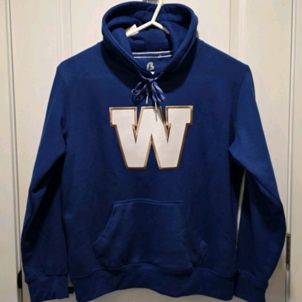 NWT Bulletin Winnipeg Blue Bombers Mens XL Express Twill Logo Hoodie Blue CFL